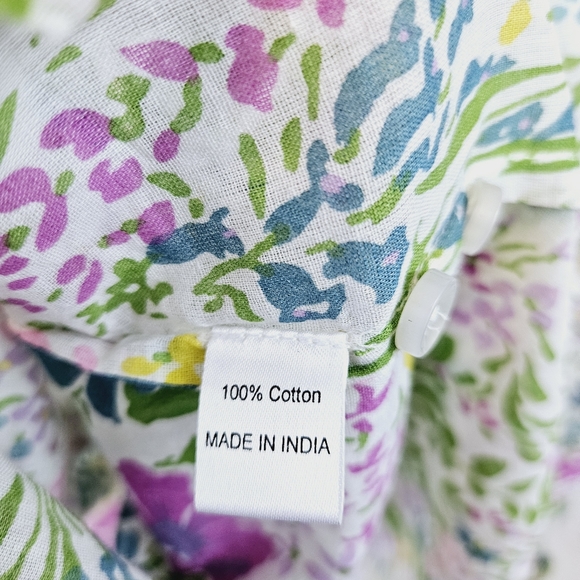 Banjanan White Floral Longsleeve Buttondown Tunic size Large - Picture 9 of 10